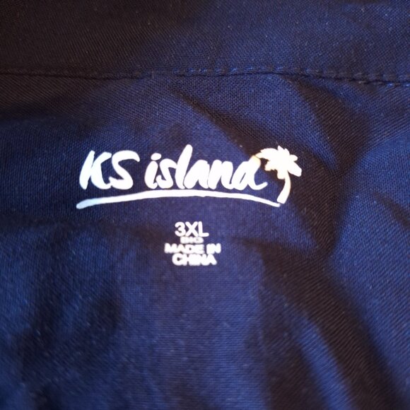 KS‎ Island Mens Blue Hawaiian Button-Up Shirt 3XL Pineapple Short Sleeve Top - Picture 2 of 10